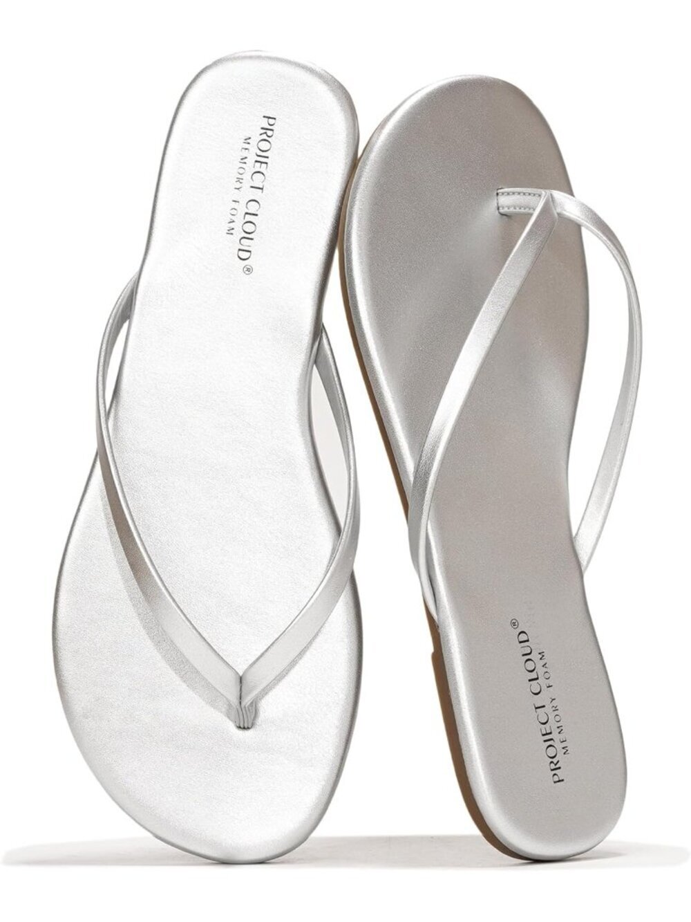 Women's Silver Footwear Foam Insole Durable Non-slip Beach Essentials Flip Flops